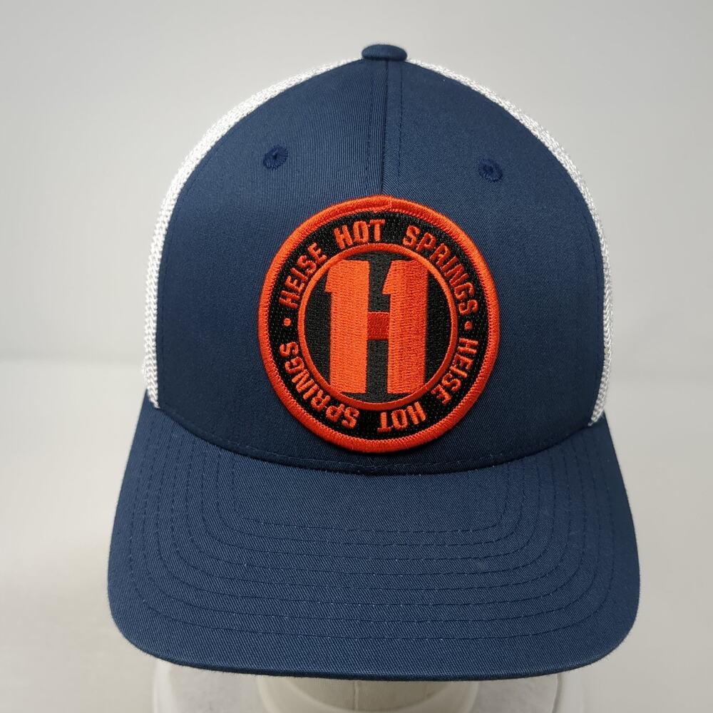 Heise Hot Springs Fitted Trucker Hat Blue Os Adjustable Mesh Flexfit Yupoong View 2